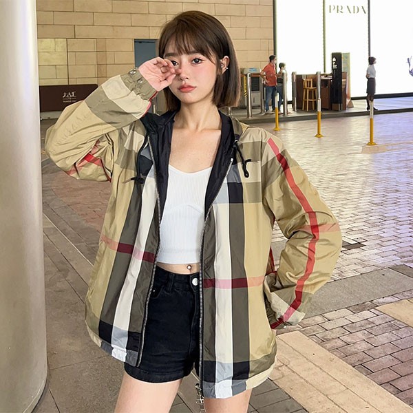 Hard to find Burberry reversible check parka jacket replica Bax75351