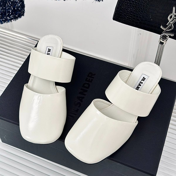 Jil Sander Replica Logo Insole Leather Heeled Mules Jir41491