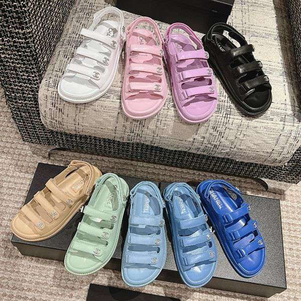 [Women's dream☆] Chanel sandals fake glitter ☆ Mini CC logo ☆ Multicolor shv98444