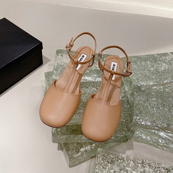 Jil Sander Ankle Strap Leather Square Heel Sandals Replica Jiy56958