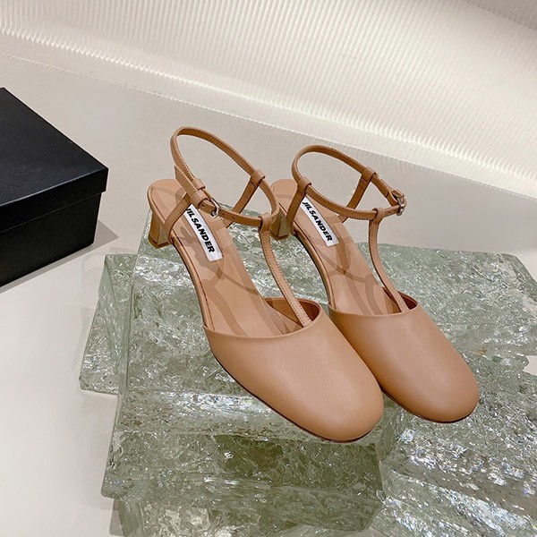 Jil Sander Ankle Strap Leather Square Heel Sandals Replica Jiy56958