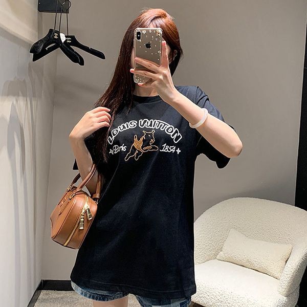 Louis Vuitton Embroidered Cotton T-shirt Replica 1AFQ67 Louis Vuitton Embroidered Cotton T-shirt Replica 1AFQ67
