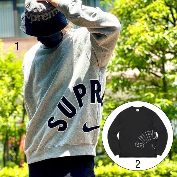 Convenient Supreme x Nike Replica Arc Logo Crew Neck Sweatshirt in 2 Colors shu84096