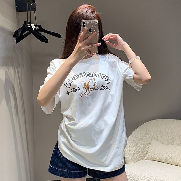 Louis Vuitton Embroidered Cotton T-Shirt Replica [Popular Item] 1AFQ66