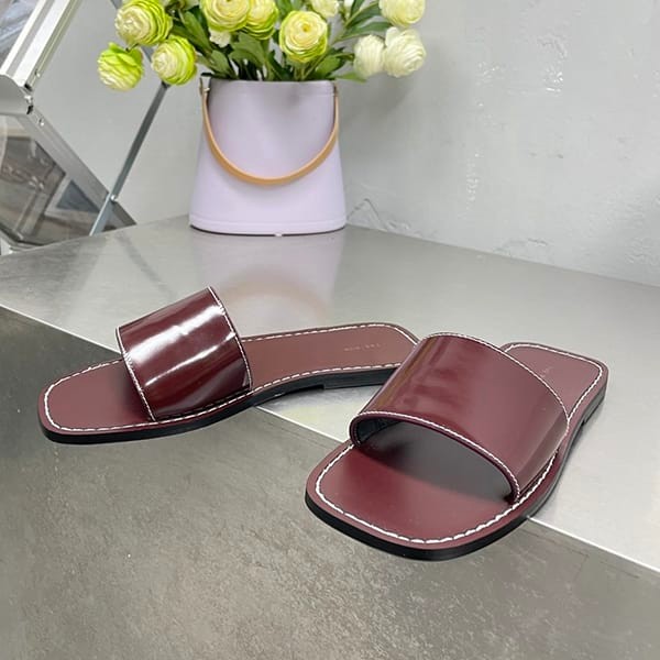 [Very versatile] The Row Avery leather flat sandals, fake zas13178