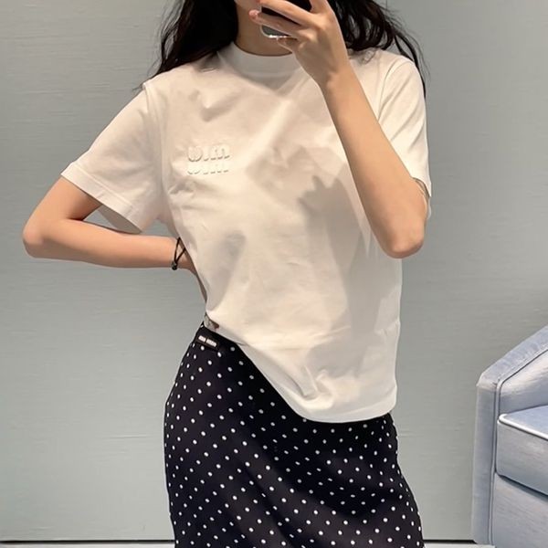 ◆Very popular◆ Miu Miu embroidered jersey T-shirt copy available in 2 colors mys60916