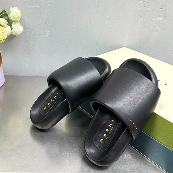 Marni Black Leather Bubble Sandals Replica SAMR004