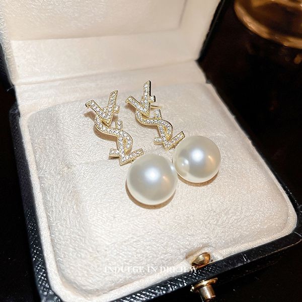 Extremely rare! Yves Saint Laurent pearl earrings replica 188035YSL