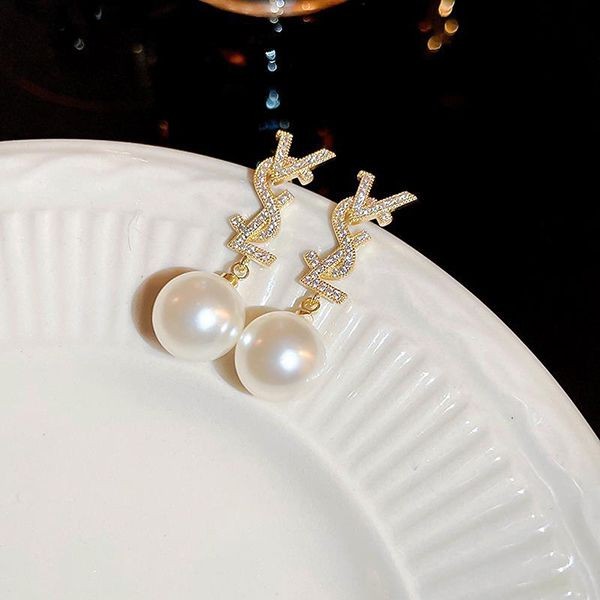 Extremely rare! Yves Saint Laurent pearl earrings replica 188035YSL