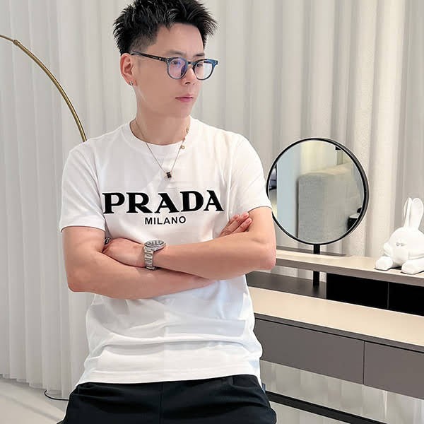 Prada logo short sleeve T-shirt replica pug52384 Prada logo short sleeve T-shirt replica pug52384