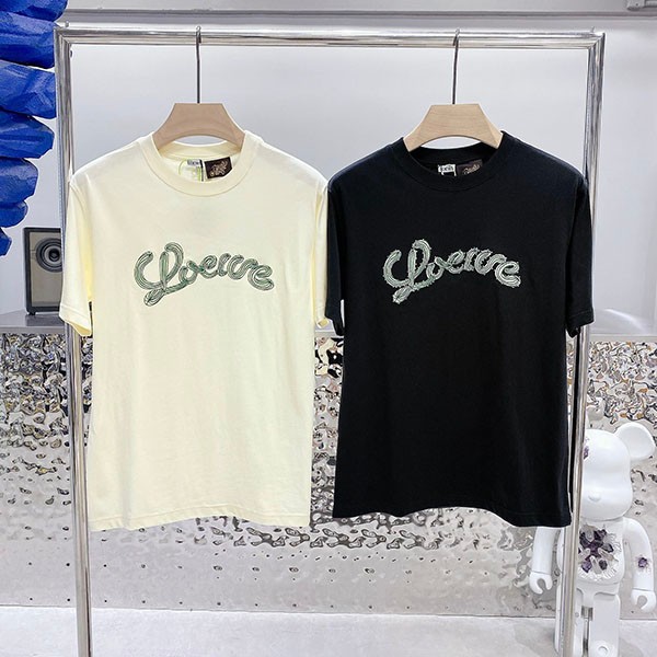 Loewe Embroidered Cotton Crew Neck T-Shirt Replica loc31673 Loewe Embroidered Cotton Crew Neck T-Shirt Replica loc31673