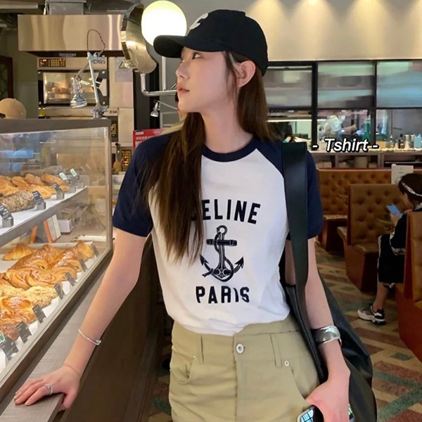 ★Very Popular★ [Celine T-shirts at bargain prices] Anchor Cotton Jersey T-shirt 2X35G671Q.01MA Cet43456