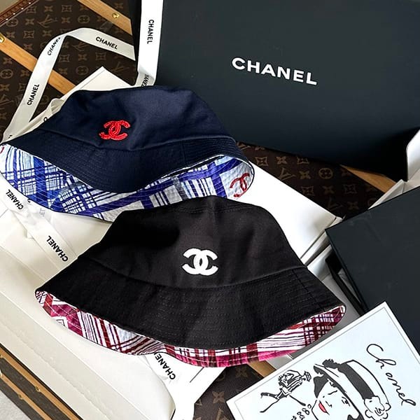 New design Chanel CC bucket hat, cotton, with logo, knockoff, 2 colors, shb39220 New design Chanel CC bucket hat, cotton, with logo, knockoff, 2 colors, shb39220