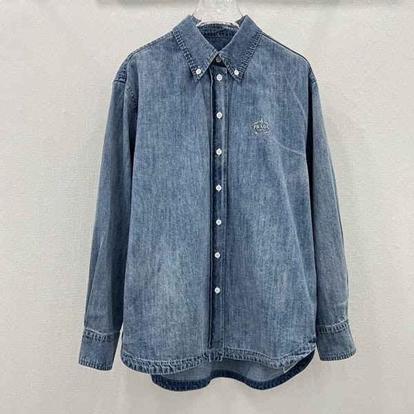 Popularity rising Prada knockoff oversized organic denim shirt pud95019