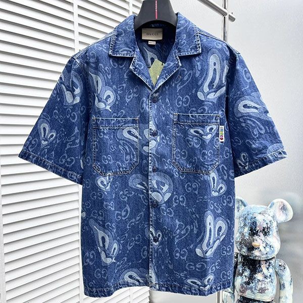 Hard to find Gucci GG Liquid Hearts denim shirt replica guh82196 Hard to find Gucci GG Liquid Hearts denim shirt replica guh82196