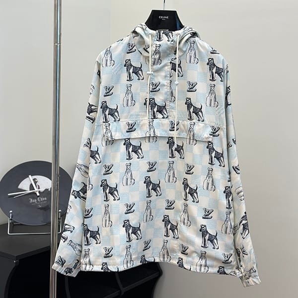 ClassicLouis Vuitton knockoff Damier print hooded anorak 1AFRCA ClassicLouis Vuitton knockoff Damier print hooded anorak 1AFRCA