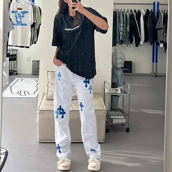 Hot Topic! Chrome Hearts Replica Blue Cementary Cloth White Denim Kuq14490 Hot Topic! Chrome Hearts Replica Blue Cementary Cloth White Denim Kuq14490