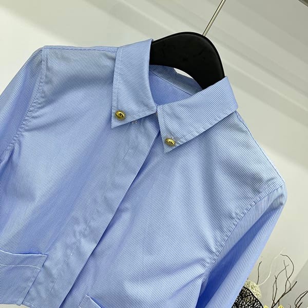 Reserved Prada Striped Cropped Button Down Shirt Parody puh12295