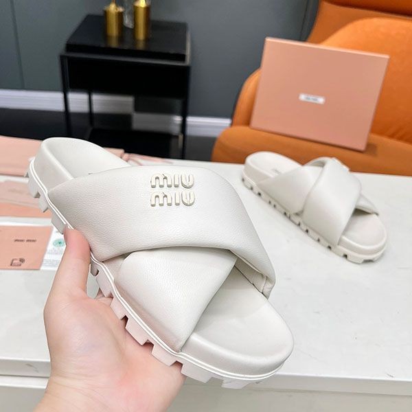 Very popular! Miu Miu leather slide sandals replica myc66503 Very popular! Miu Miu leather slide sandals replica myc66503