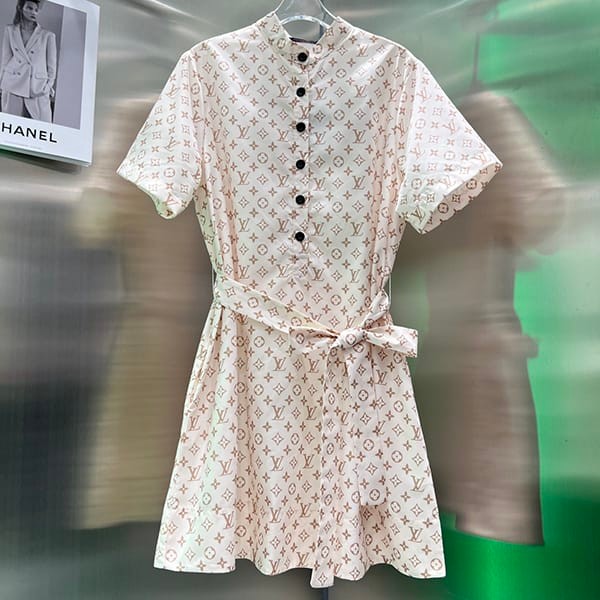 Louis Vuitton Stripe Accent Monogram Shirt Dress Replica with Tracking vug98806