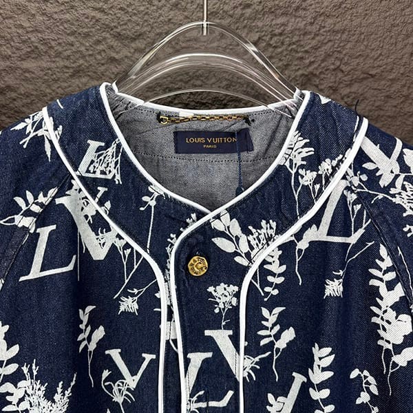 Sold outLouis Vuitton LV Leaf Denim Baseball Shirt Replica Short Sleeve vuc56382
