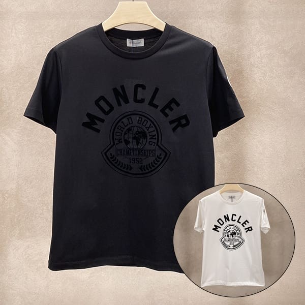 Eye-catching colors Moncler flocked print logo T-shirt imitation 2 colors moa19539 Eye-catching colors Moncler flocked print logo T-shirt imitation 2 colors moa19539