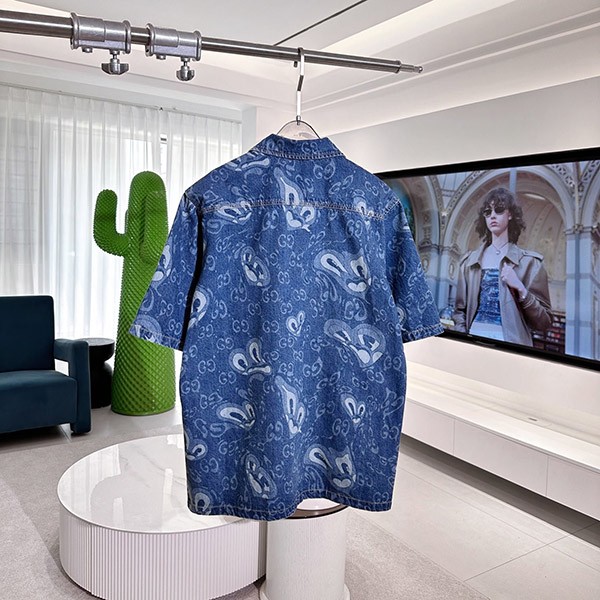 Free shipping Gucci replica GG Liquid Hearts denim shirt 783811