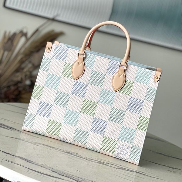 NewLouis Vuitton On the Go MM Copy Pastel Damier Tote Bag N40518 NewLouis Vuitton On the Go MM Copy Pastel Damier Tote Bag N40518