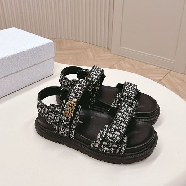 Stylish Dior Houndstooth Tweed DiorAct Sandals deu80217
