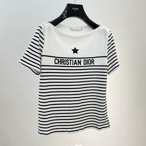 High quality Dior IVIERA cotton short sleeve T-shirt replica 243T31A4085 High quality Dior IVIERA cotton short sleeve T-shirt replica 243T31A4085