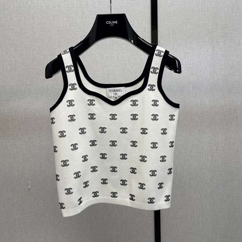 Very popular! Chanel Icon Logo Camisole Replica White shz60686