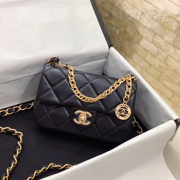 Immediate delivery [2WAY?] Chanel small flap bag replica black AS4012