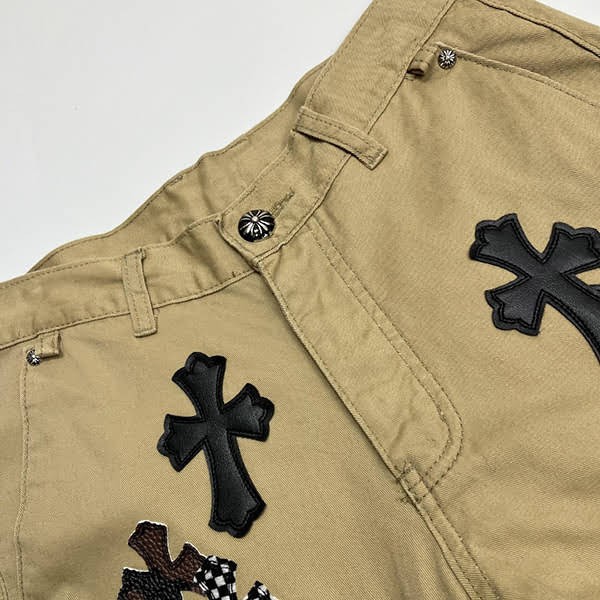 CHROME HEARTS Replica Cemetery Cross Patch Denim Pants Kua52486
