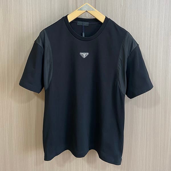 Hard to find Prada triangle logo cotton T-shirt parody white puz97805 Hard to find Prada triangle logo cotton T-shirt parody white puz97805