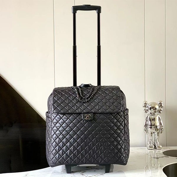 Chanel Coco Cocoon Trolley Bag Replica/Travel Bag Nylon Black shl89328