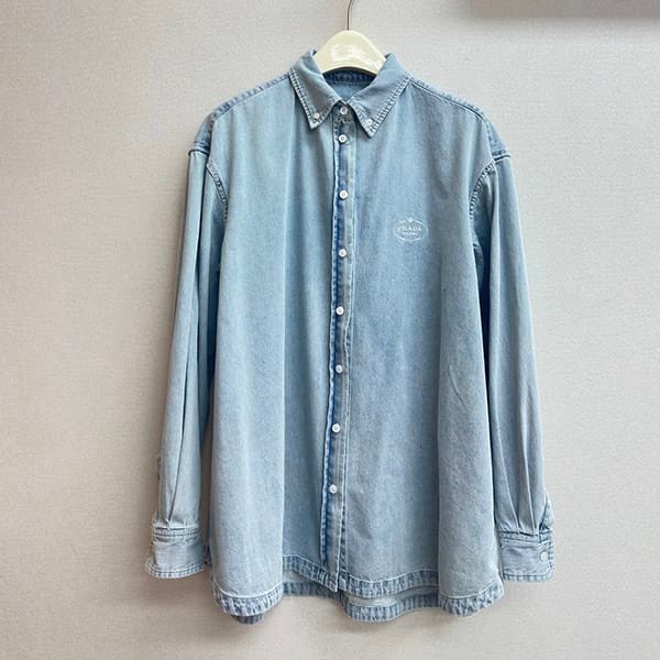 New on sale Prada oversized organic denim shirt parody pua00333