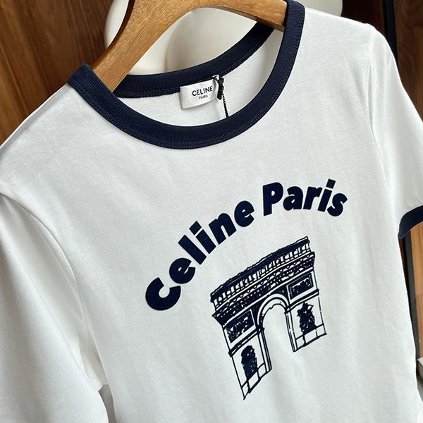 Extremely eye-catching! Celine short-sleeved T-shirt replica white Cey68535
