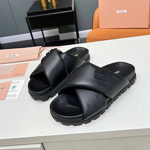 New design Miu Miu leather slide sandals myw96105 New design Miu Miu leather slide sandals myw96105