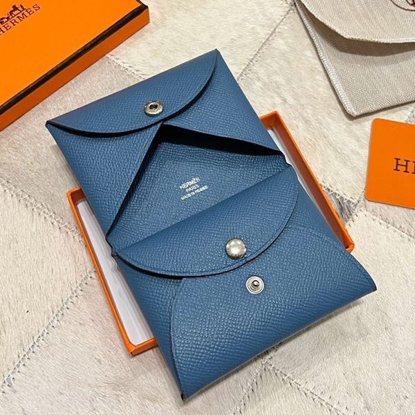 High quality???Hermes fake Calvi Duo business card holder?Coin case erp25996