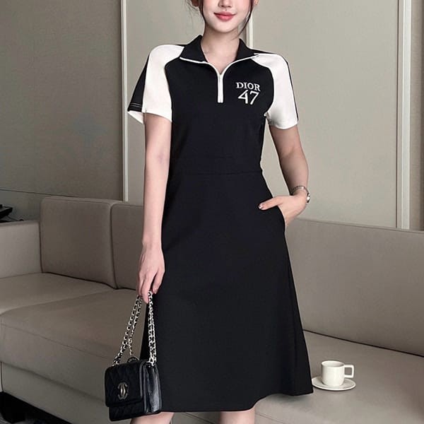 [Great Deal] Dior Short Flare Dress Check Dress Fake dev65159