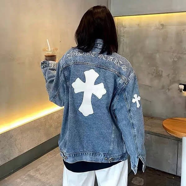 Grade N Chrome Hearts Cemetery Cross Denim Jacket Replica Kux04868 Grade N Chrome Hearts Cemetery Cross Denim Jacket Replica Kux04868