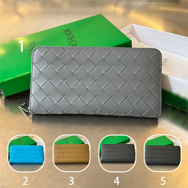 With tracking, Bottega Veneta replica Intrecciato zip-around wallet, 5 colors, bos45263