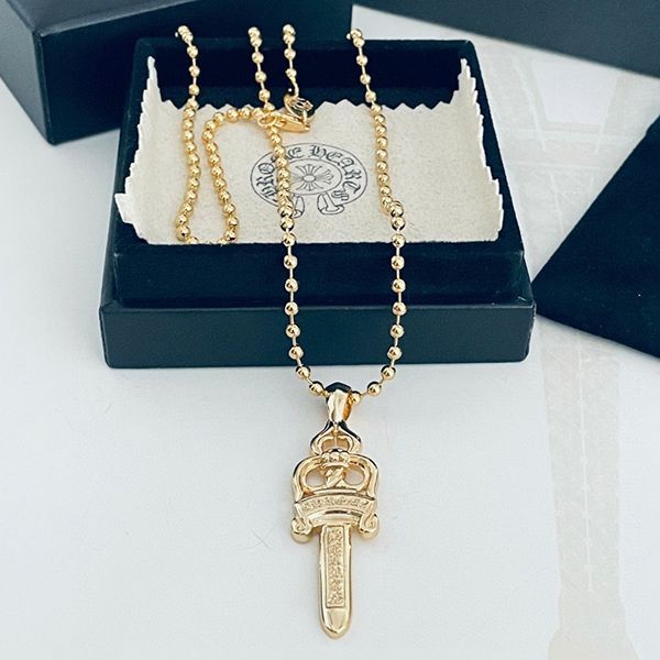 Very popular Chrome Hearts replica gold cross chain necklace Kuj50708