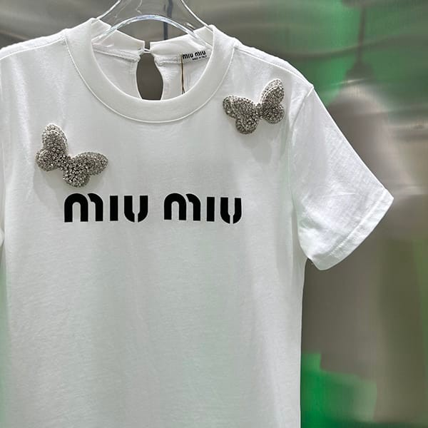 I definitely want it! Miu Miu ribbon cotton T-shirt replica myb87158