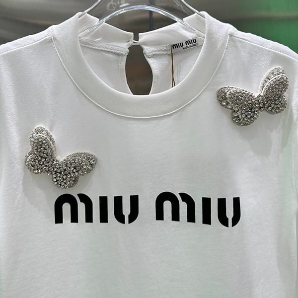 I definitely want it! Miu Miu ribbon cotton T-shirt replica myb87158