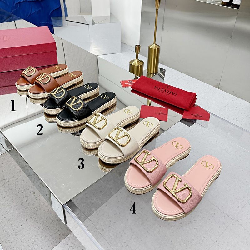 No. 1 in cumulative sales! Valentino VLogo Espadrilles Slide Sandals Replica 4 Colors Tax Included Vux43640