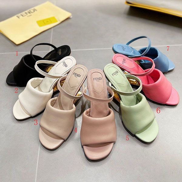 High quality Fendi first sandals replica high heels black leather fev27942