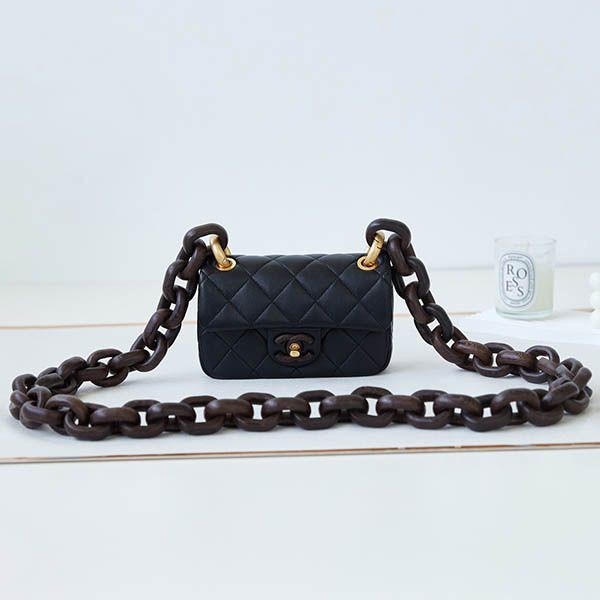 High quality [Chanel] Wooden chain replica mini flap bag Limited edition Rare shi00338