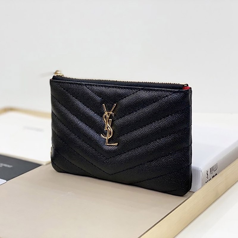 Very popular! [Saint Laurent] Monogram Quilted Zip Card Holder Sas60815