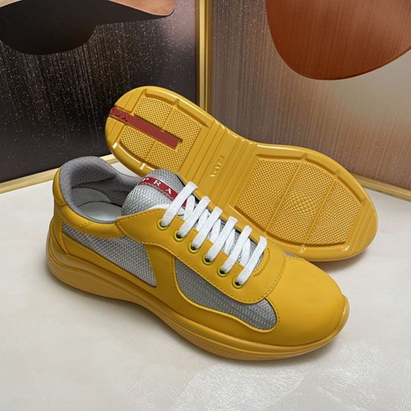 Very popular! Replica Prada patent leather x technical fabric sneakers pud24204